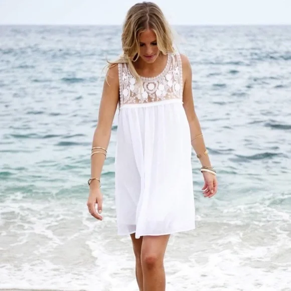 chinese dress ladies Diana Drop Waist Dress, in White Lovely Lace, Size: XL